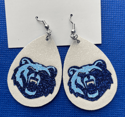 Berlin Middle School faux leather teardrop dangle earrings *BMS Fundraiser*