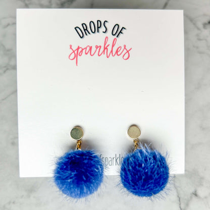 Fuzzy poms stud earrings
