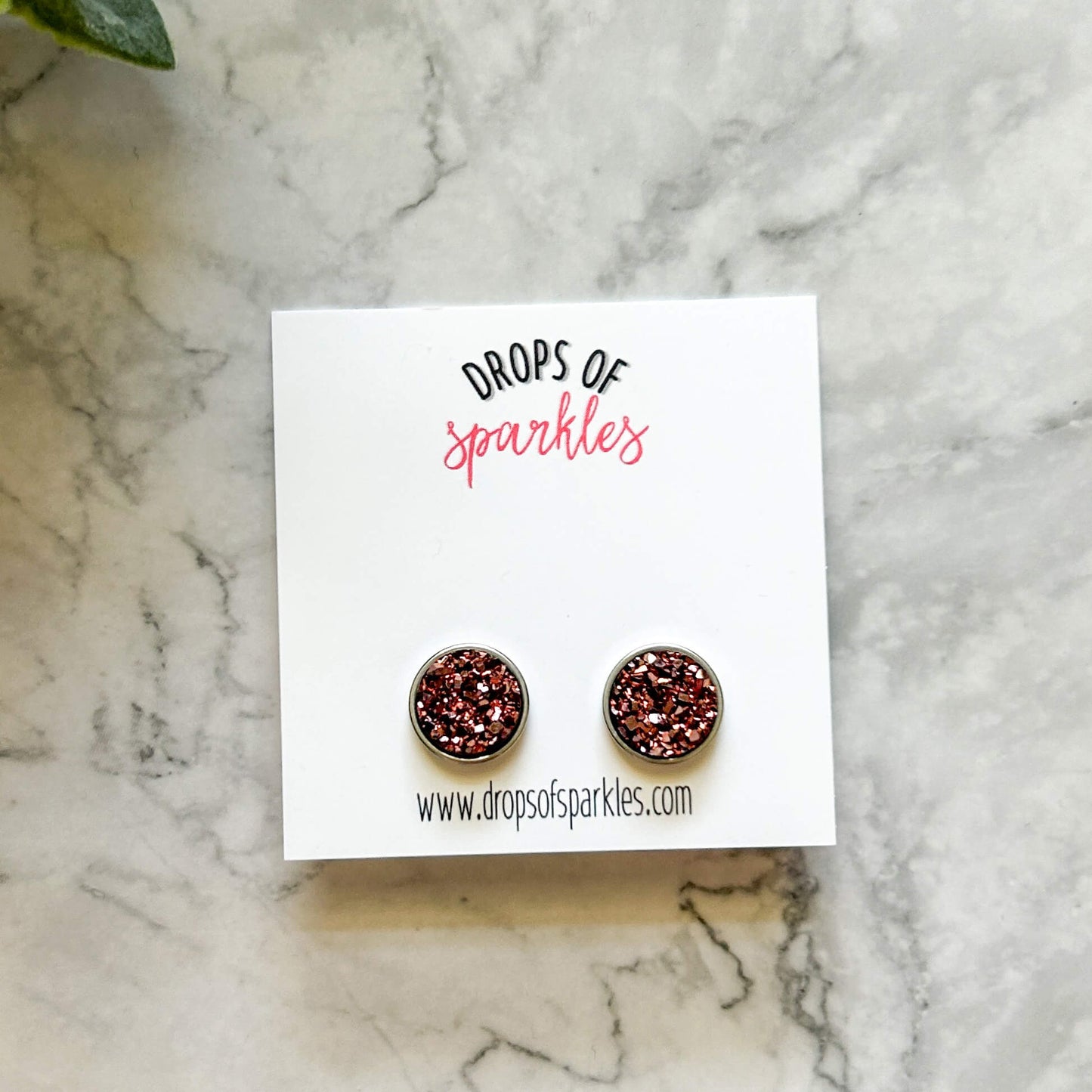 Druzy stone stud earrings - copper