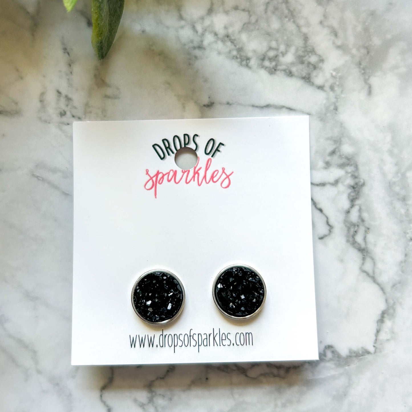 Druzy stone stud earrings - black
