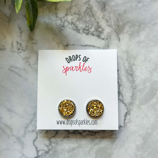 Druzy stone stud earrings - gold