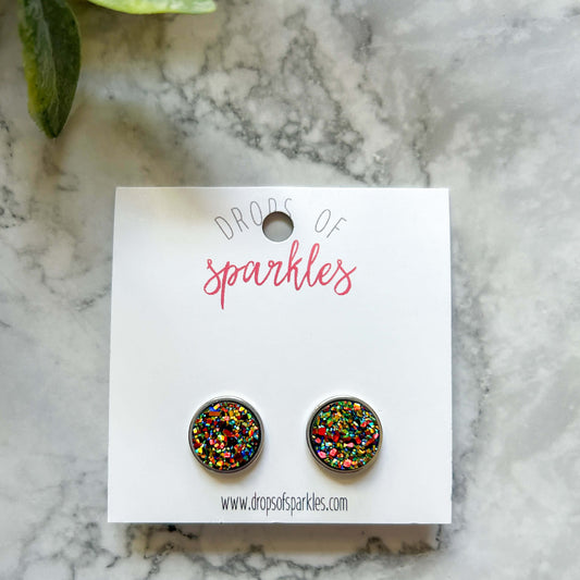 Druzy stone stud earrings - rainbow of colors