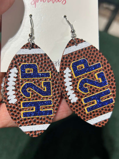 CUSTOM ORDER: FOOTBALLS (3+ color logo) single layer faux leather earrings