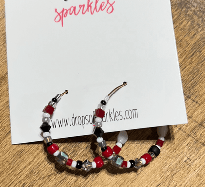 Beaded medium size stainless steel GOLD hoop earrings
