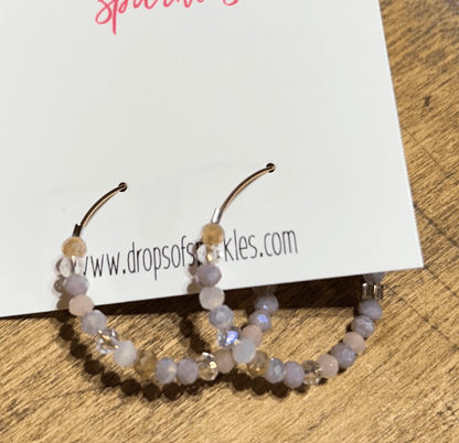 Beaded medium size stainless steel GOLD hoop earrings
