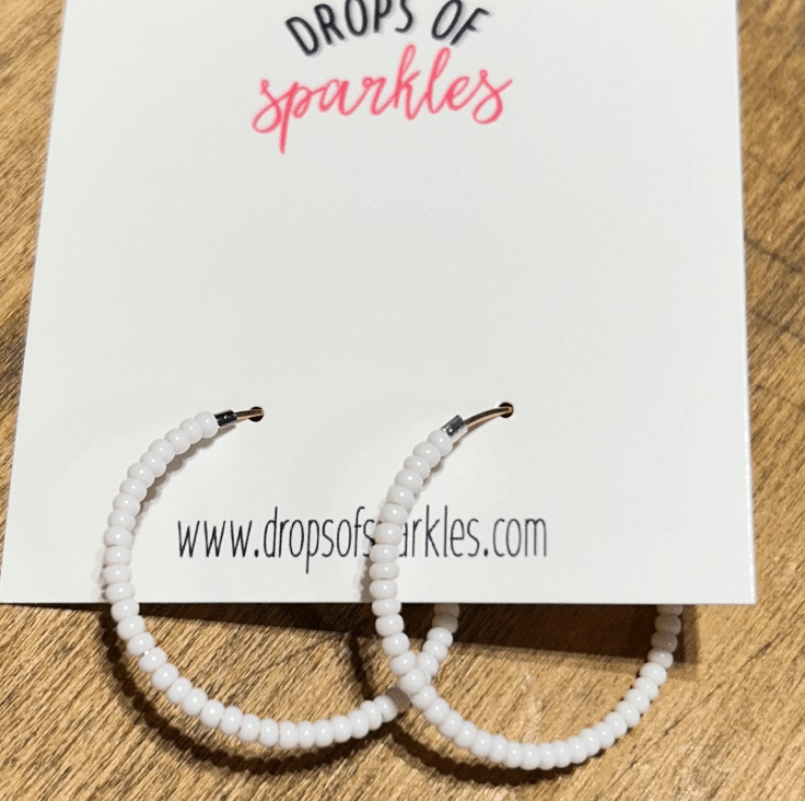 Beaded medium size stainless steel GOLD hoop earrings
