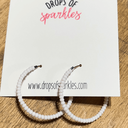 Beaded medium size stainless steel GOLD hoop earrings