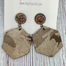 Load image into Gallery viewer, CUSTOM ORDER: faux leather hexagon with vinyl and druzy stud
