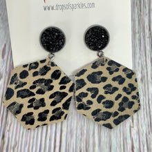 Load image into Gallery viewer, CUSTOM ORDER: faux leather hexagon with vinyl and druzy stud
