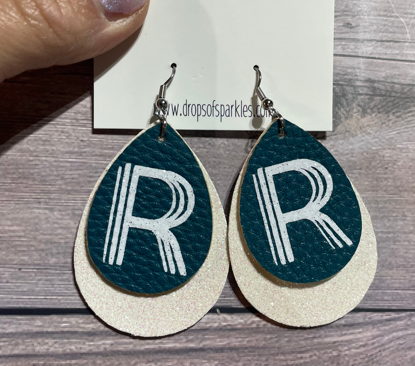 CUSTOM ORDER: 2 layer custom made faux leather earrings with vinyl