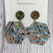Load image into Gallery viewer, CUSTOM ORDER: faux leather hexagon with vinyl and druzy stud
