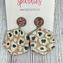 Load image into Gallery viewer, CUSTOM ORDER: faux leather hexagon with vinyl and druzy stud
