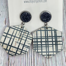 Load image into Gallery viewer, CUSTOM ORDER: faux leather hexagon with vinyl and druzy stud
