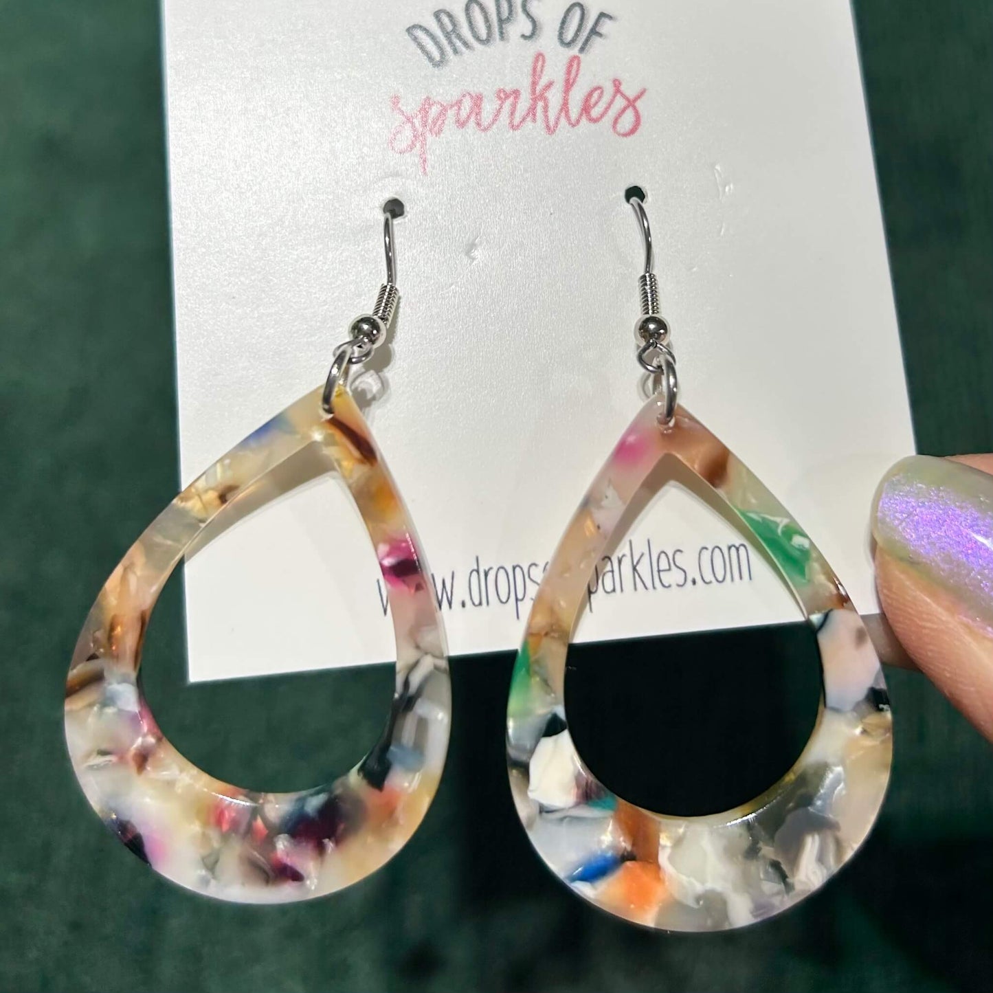 Multi-colored Open Teardrop Acrylic Dangle Earrings