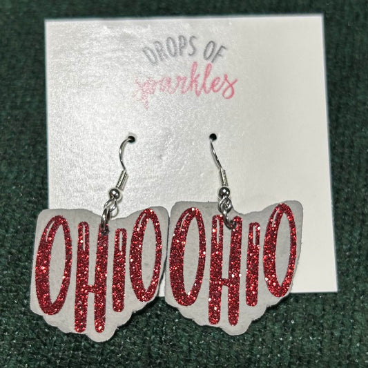 State of Ohio faux leather dangle earrings