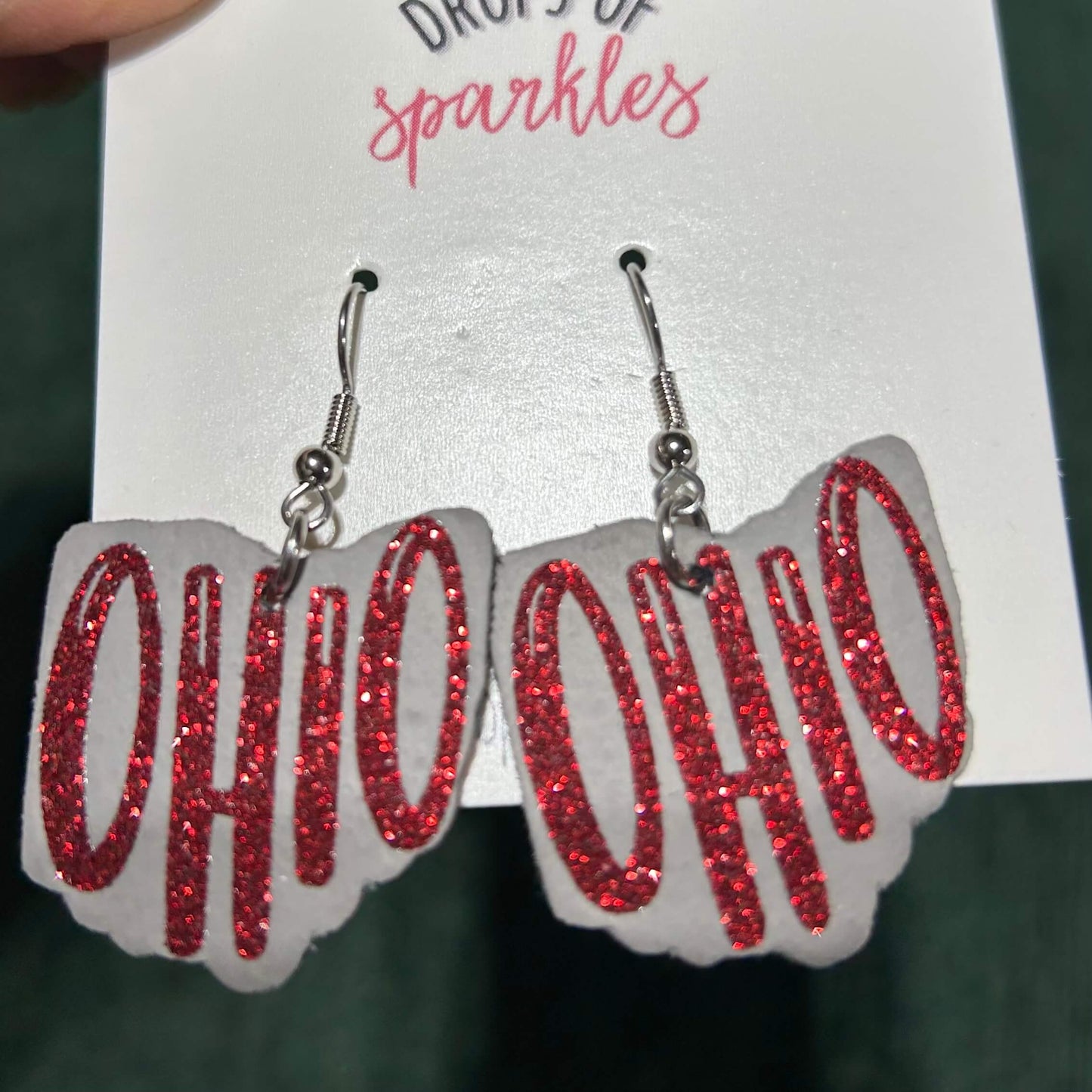 State of Ohio faux leather dangle earrings