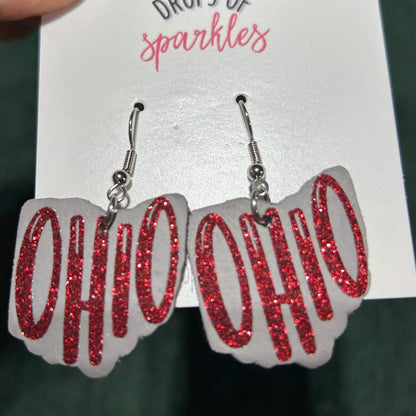 State of Ohio faux leather dangle earrings