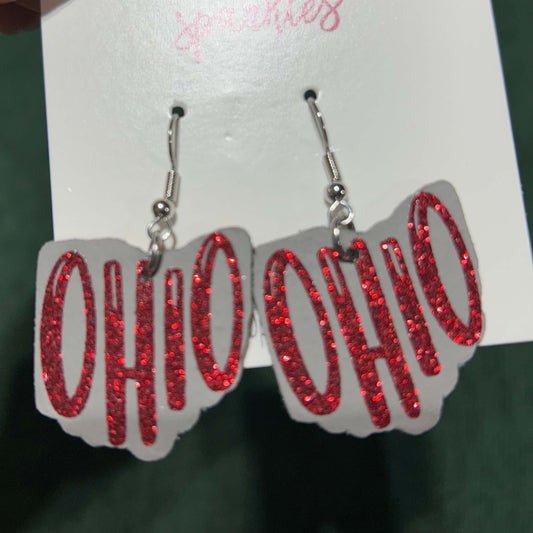 State of Ohio faux leather dangle earrings