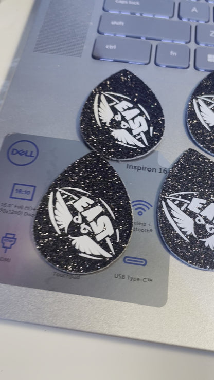 CUSTOM ORDER: (1 color/intricate logo) single layer faux leather earrings