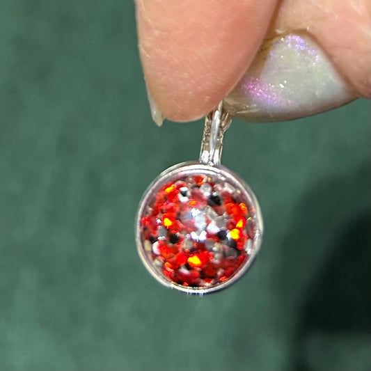 Sparkle scarlet & gray lever back earrings