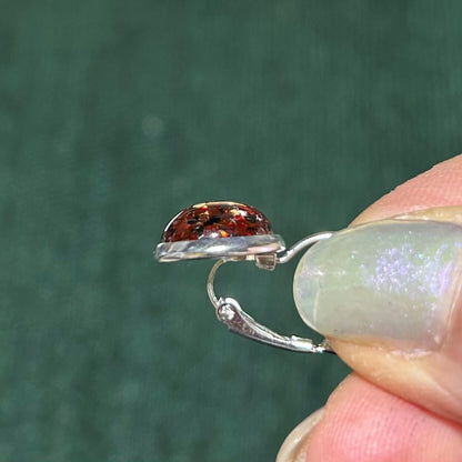 Sparkle scarlet & gray lever back earrings