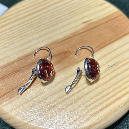 Sparkle scarlet & gray lever back earrings