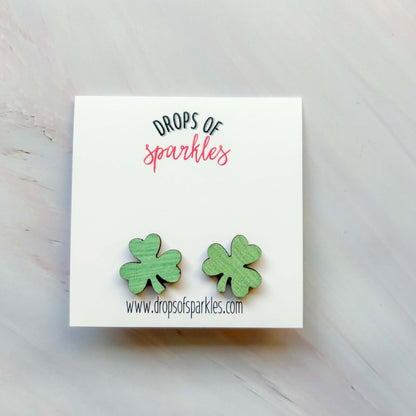 St. Patrick’s Day wood stud earrings
