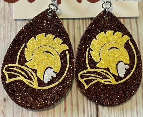 Buckeye Valley faux leather teardrop dangle earrings