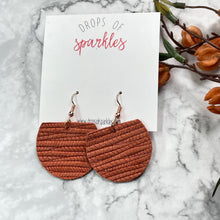 Load image into Gallery viewer, genuine leather half moon dangle leather earrings  pumpkin orange
