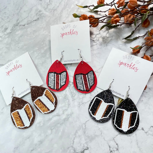 Ohio NFL sparkle helmet faux leather earrings