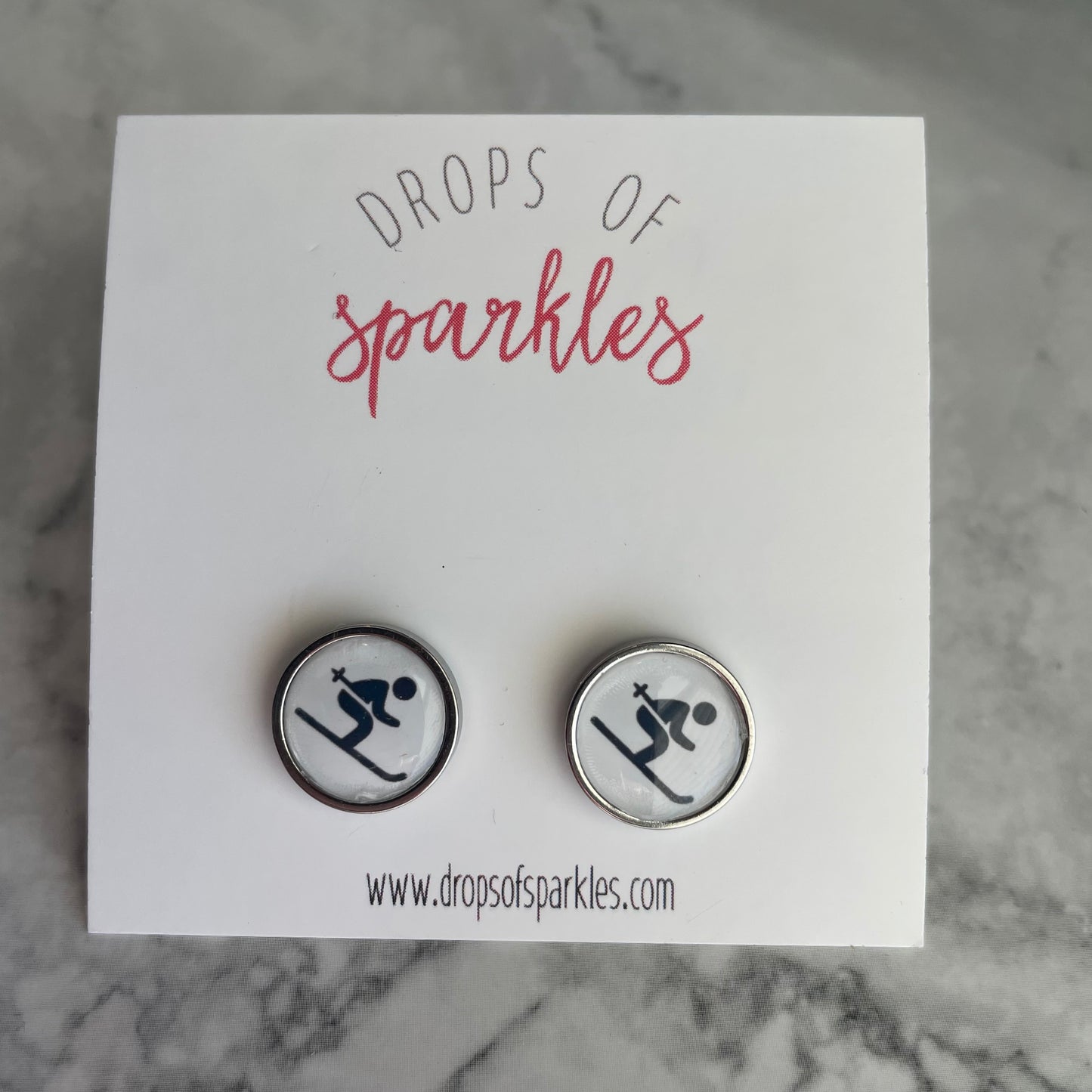 snow ski collection stud earrings
