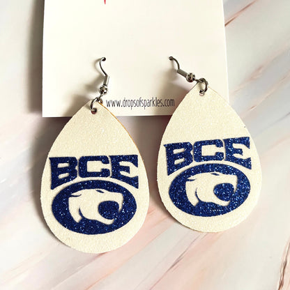 Buckeye Cheer Elite faux leather dangle earrings