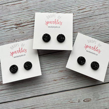 Load image into Gallery viewer, beautiful black druzy stud earrings
