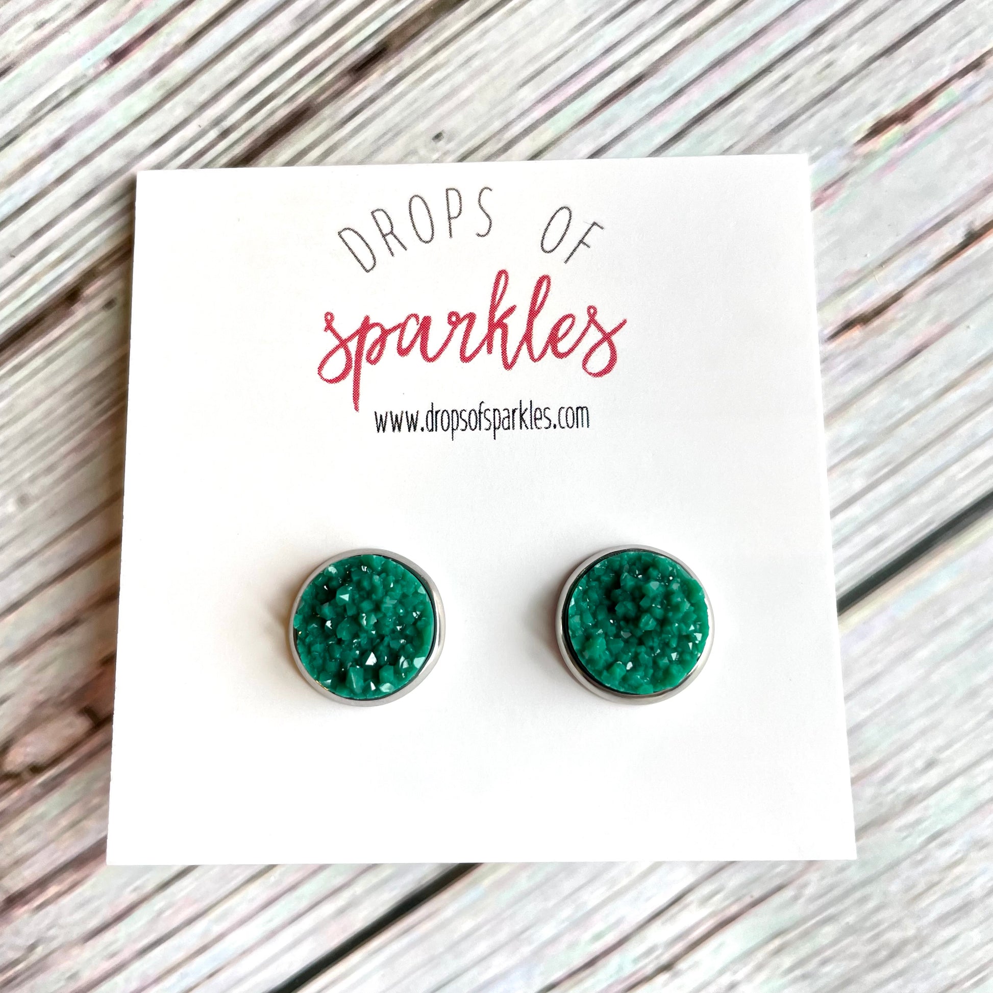 dark 'grass' druzy stud earrings.