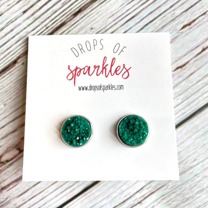 dark 'grass' druzy stud earrings.
