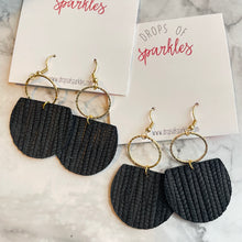Load image into Gallery viewer, genuine leather black roped dangle earrings

