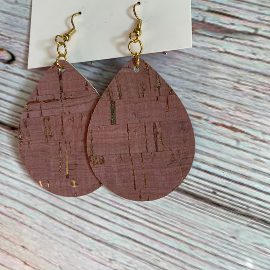 Muted cork teardrop earrings