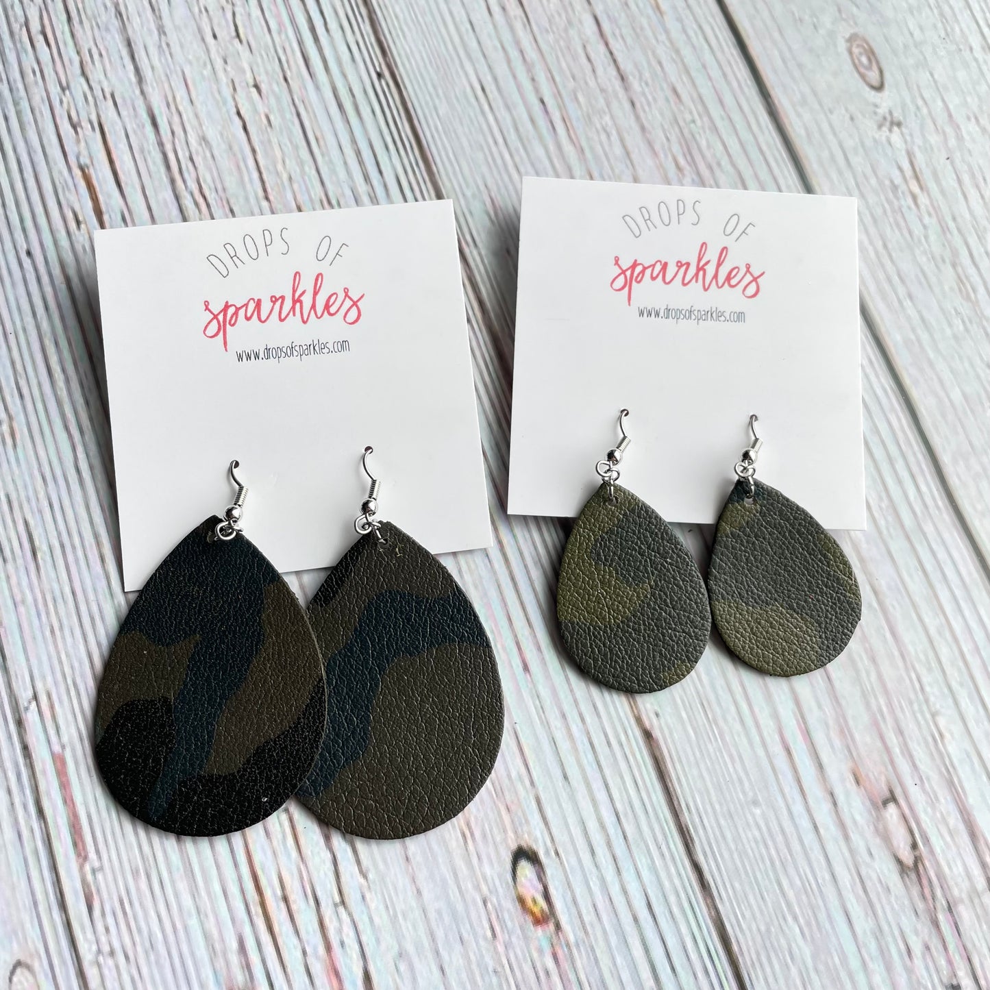 Camo genuine leather dangle earrings
