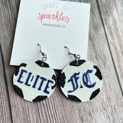 Elite FC soccer ball custom dangle  earrings
