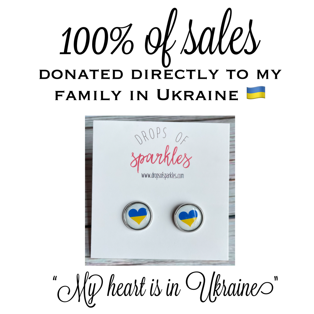 My Heart is in Ukraine stud earrings