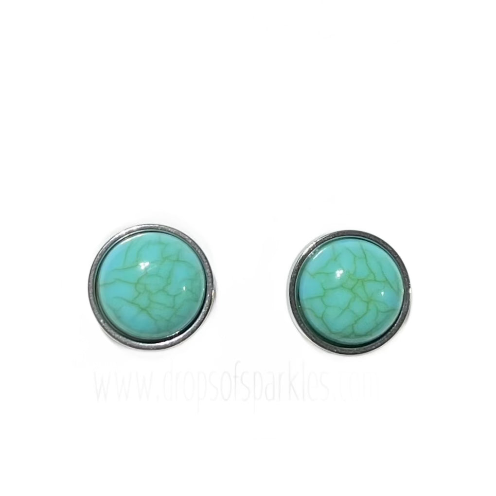 Faux turquoise dome stud earrings