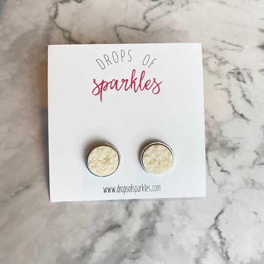 cream white druzy stud earrings 12mm