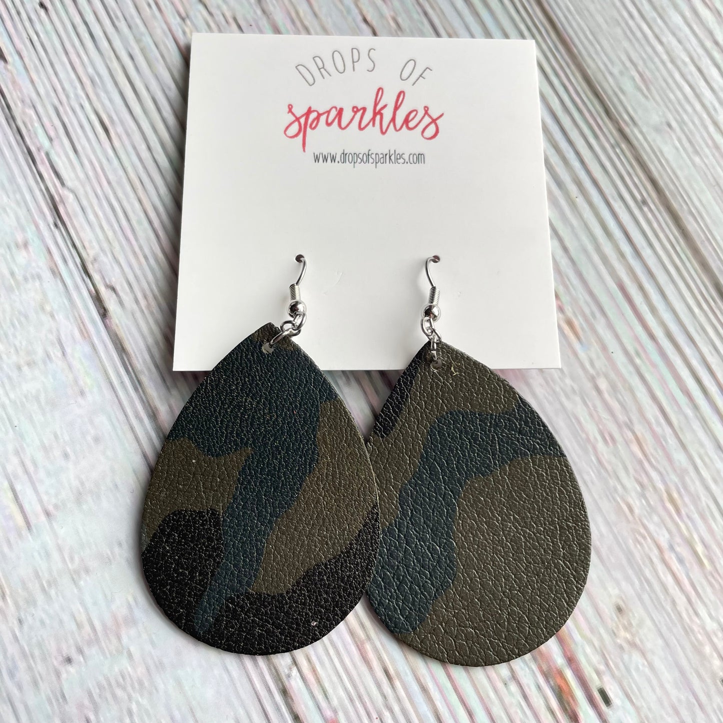 Camo genuine leather dangle earrings