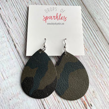 Load image into Gallery viewer, Camo genuine leather dangle earrings
