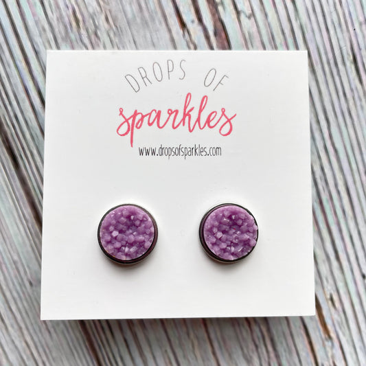 beautiful wisteria purple druzy stud earrings