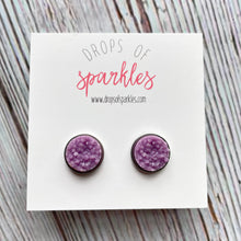 Load image into Gallery viewer, beautiful wisteria purple druzy stud earrings
