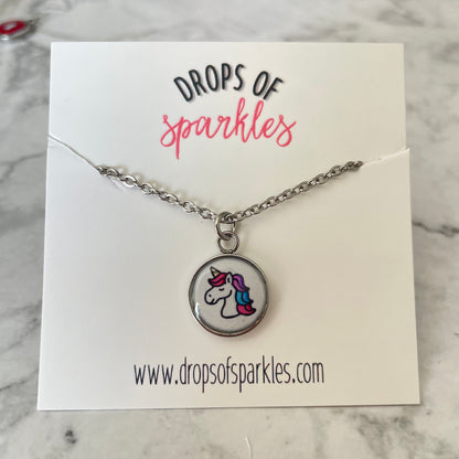 rainbows and unicorns pendant necklace
