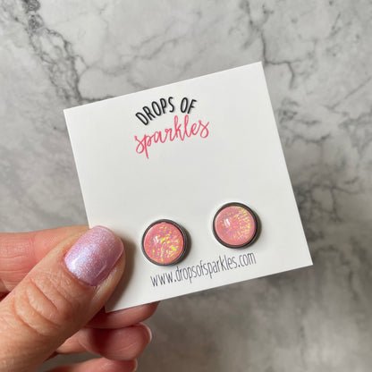 Light pink Opal dome stud earrings