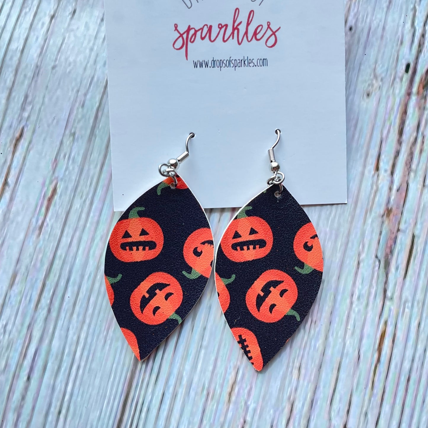 Scary pumpkins faux leather dangle earrings
