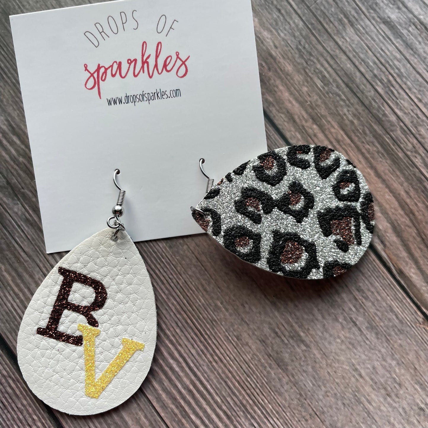 Buckeye Valley faux leather teardrop dangle earrings
